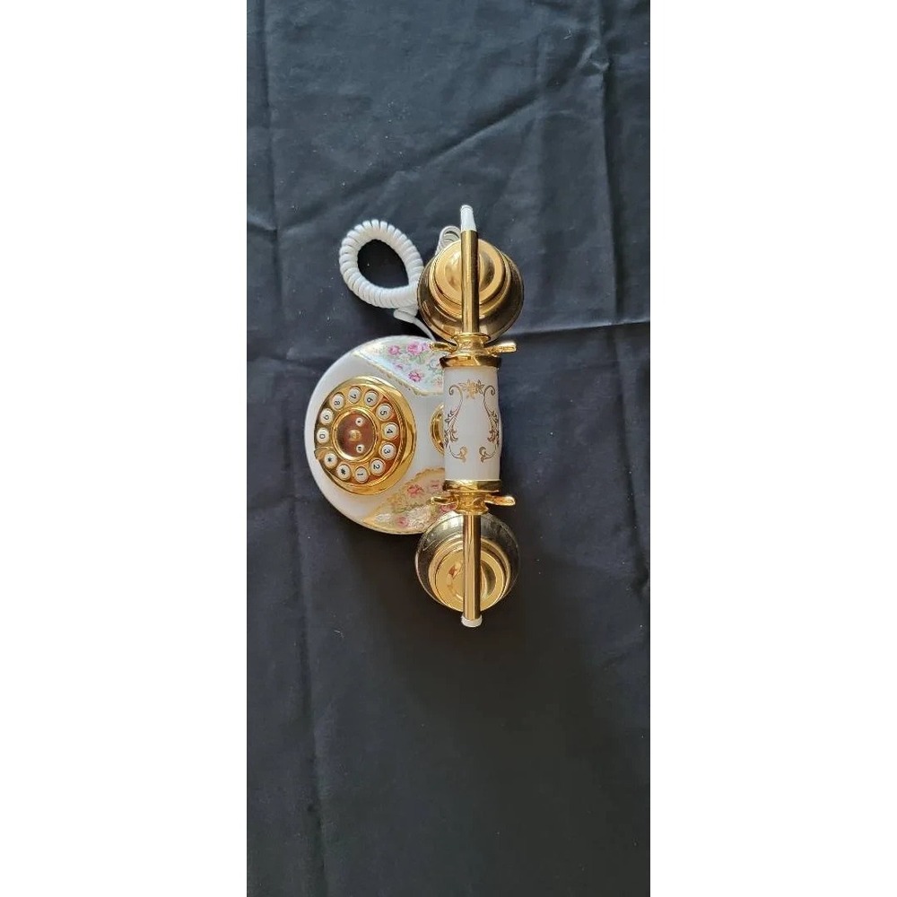 Vintage Style Decorative Push Button Telephone with Floral Design - Picture 12 of 12